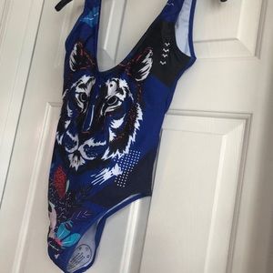 One Piece Animal Print Low Back Swimsuit